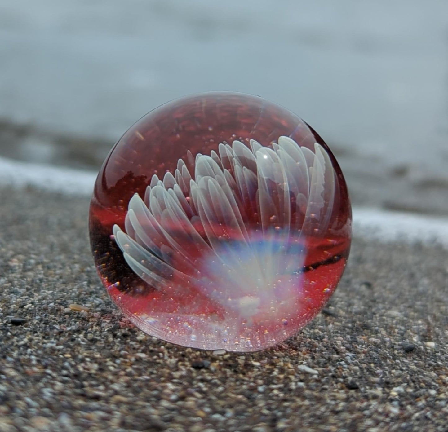 花のガラス玉「よろこび」 遺骨ガラスのガラス玉 i