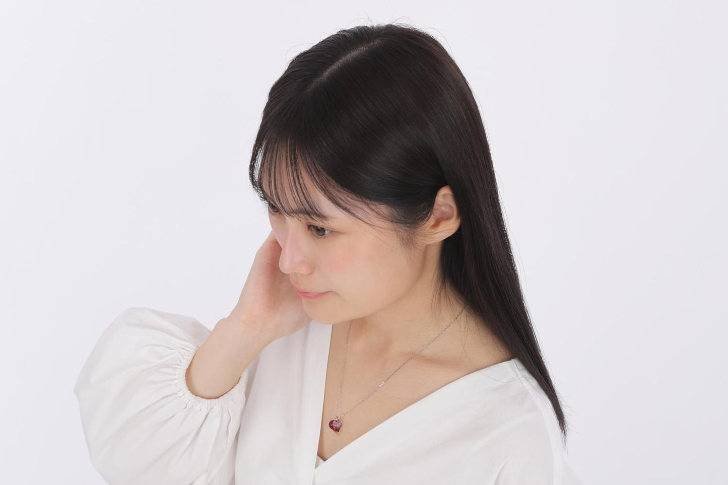 こころの形 遺骨ガラスのネックレス【レッド】 i